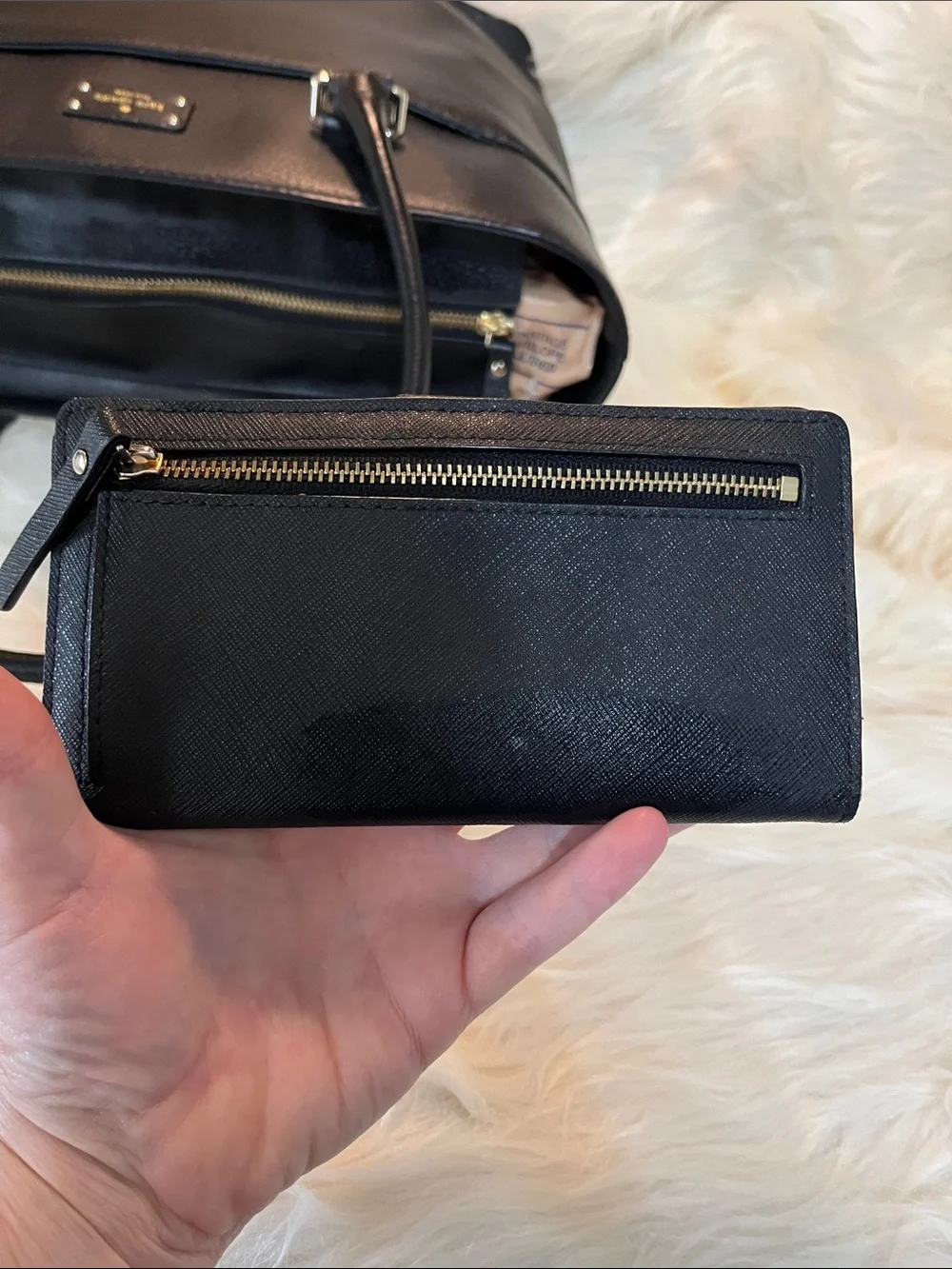 kate spade Black Leather Tote with Matching Wallet